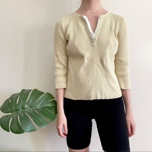 Light green ribbed 3/4th sleeve top
